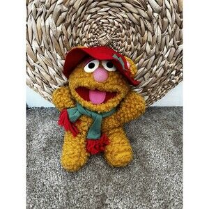 Vintage 1987 Jim Henson Baby Fozzie Bear Plush Toy With Red Hat Muppets 9 Inch